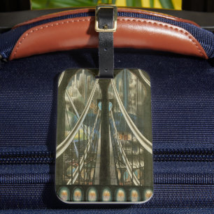 Étiquette À Bagage Vintage New York Architecture, Brooklyn Bridge