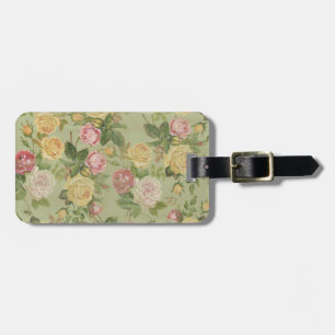 Étiquette À Bagage Vintage Pays Floral Patiné