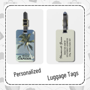 Étiquette À Bagage Vintage personnalisé Cancun Mexique Travel Art