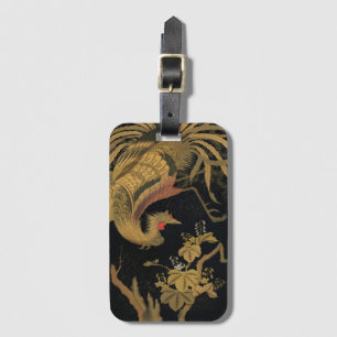 Étiquette À Bagage Vintage Phoenix Gold Black Bird japonais