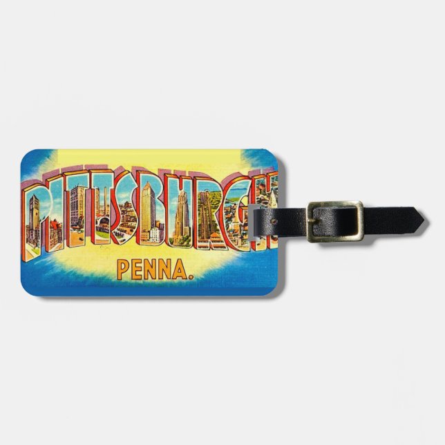 Étiquette À Bagage Vintage Pittsburgh Postcard Luggage Tag (Devant horizontal)