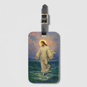 Étiquette À Bagage Vintage Religion, Jésus-Christ marche sur l'eau