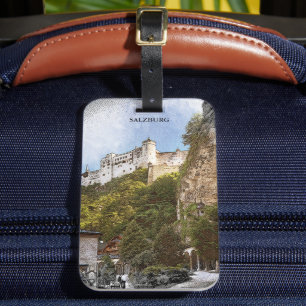 Étiquette À Bagage Vintage Salzbourg Autriche Voyage Panorama