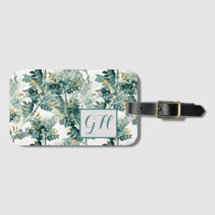 Étiquette À Bagage Vintage Turquoise Foliage Feuilles Élégant Motif c