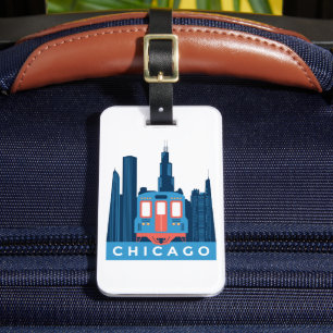 Étiquette À Bagage Vintage voyage Skyline de Chicago
