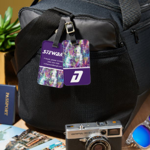 Étiquette À Bagage Violet, bloc de couleur inspiré de l'espace extra-