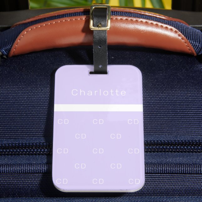 Étiquette À Bagage Violet lavande monogramme initiales motif nom (Insitu Rectoal 2)