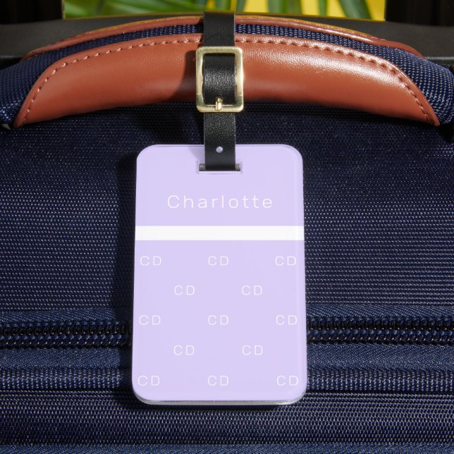 Étiquette À Bagage Violet lavande nom élégant moderne initiales (Insitu Rectoal 2)