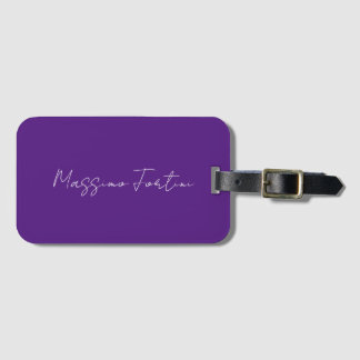 Étiquette À Bagage Violet Royal Calligraphie Minimaliste Élégante Sim