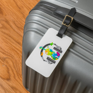 Étiquette À Bagage Violon Abstrait avec casque et musique