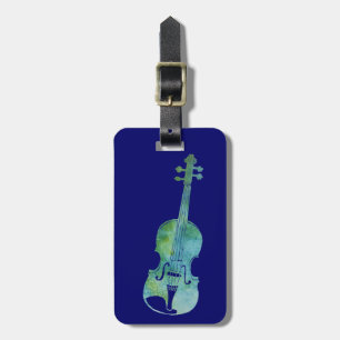 Étiquette À Bagage Violon bleu frais