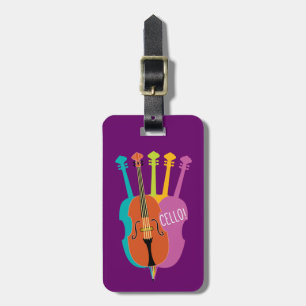 Étiquette À Bagage Violoncelles colorés d'instruments de musique de