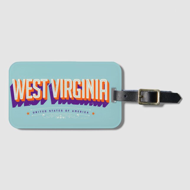 Étiquette À Bagage Virginie-Occidentale États-Unis (Devant Horizontal)