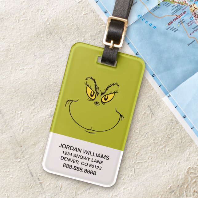 Étiquette À Bagage Visage de Grinch qui a volé Noël (Créateur téléchargé)
