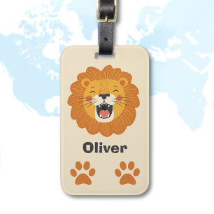 Étiquette À Bagage Visage de lion rugissant heureux – Animal de safar