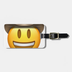 Étiquette À Bagage Visage d'emoji de cowboy