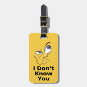 Étiquette À Bagage Visage drôle jaune de bande dessinée