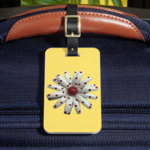 Étiquette À Bagage Visible Retro 60s Red Dot Dotted Daisy Flower