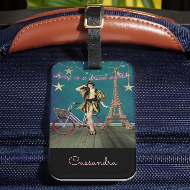 Étiquette À Bagage Vit Dans Un Monde De Rêve Funky Altered Art (Insitu Rectoal 2)