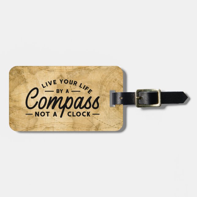 Étiquette À Bagage Vivez Votre Vie Par Un Sac Personnalisé De Compass (Devant horizontal)