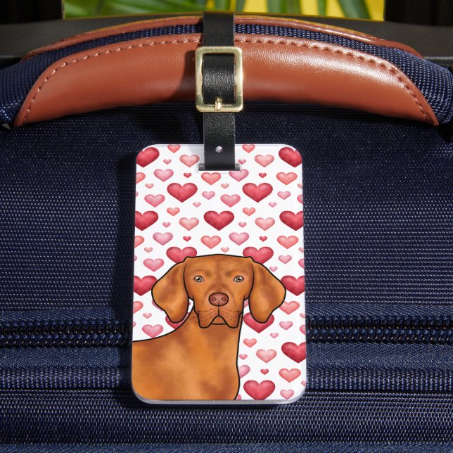 Étiquette À Bagage Vizsla Chien Aimer Avec Motif De Coeur Rouge Et Ro (Insitu Rectoal 2)