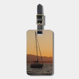 Étiquette À Bagage Voilier au coucher du soleil sur le Puget Sound