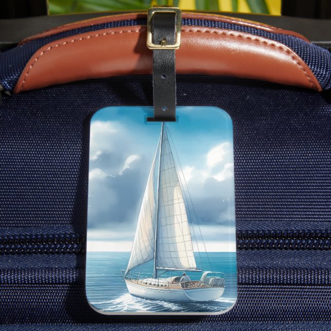 Étiquette À Bagage Voilier Solitaire à l'Horizon Bleu (Insitu Rectoal 2)