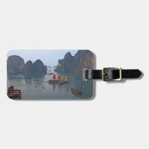 Étiquette À Bagage Voiliers dans la baie d'Halong - Vietnam, Asie