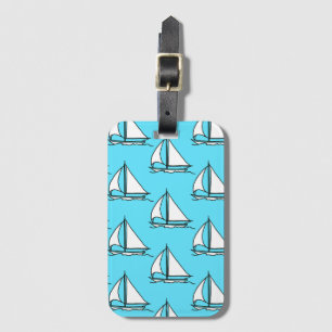 Étiquette À Bagage Voiliers sur le motif bleu de mer