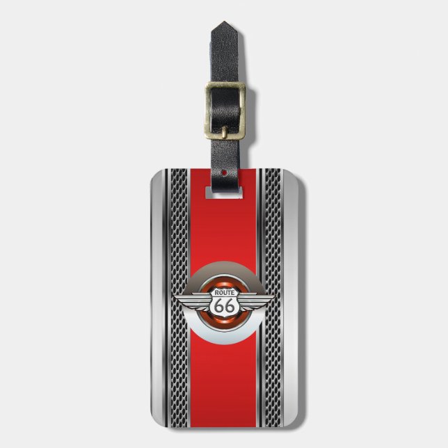 Étiquette À Bagage Voiture Chrome Route 66 (Devant Vertical)