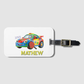 ÉTIQUETTE À BAGAGE VOITURE DE SPORT COLORÉE PALETTE HOMME ENFANTS NOM