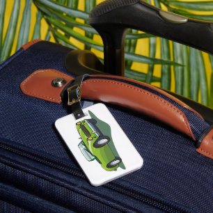 Étiquette À Bagage Voiture de sport décapotable vert citron rétro
