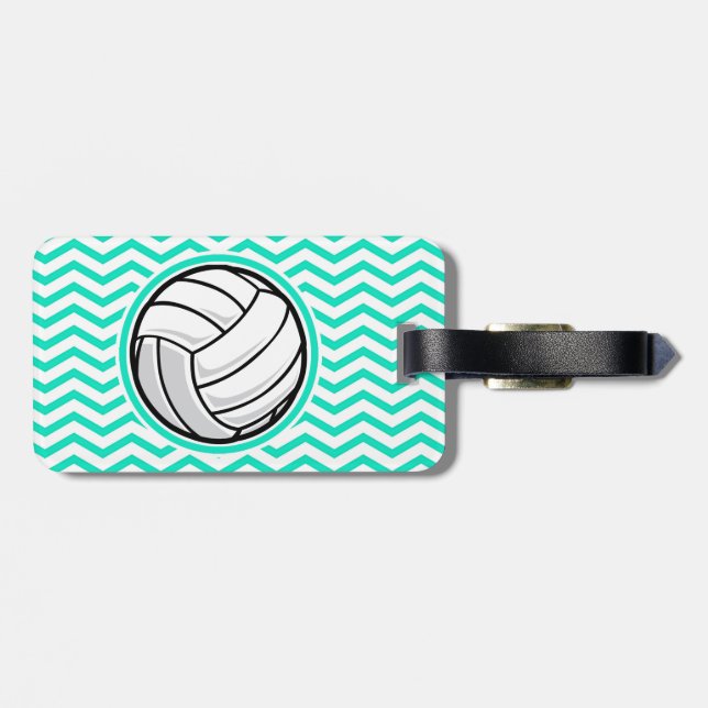 Étiquette À Bagage Volley-ball ; Aqua Green Chevron (Dos horizontal)