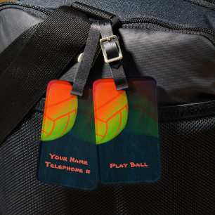 Étiquette À Bagage Volley-ball coloré clair bleu foncé