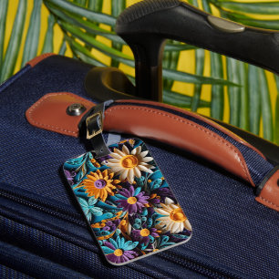 Étiquette À Bagage Votre Aventure Attend ! Floral coloré