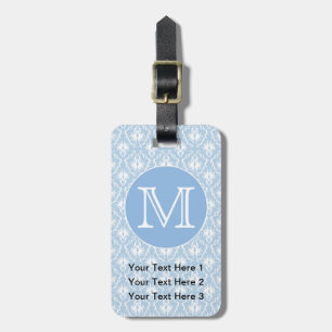 Étiquette À Bagage Votre lettre, monogramme. Modèle bleu-clair de