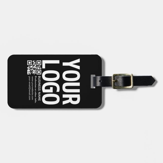 Étiquette À Bagage Votre logo avec code QR et texte modifiables  (Devant horizontal)