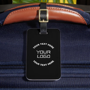 Étiquette À Bagage Votre logo ou image et texte modifiable Noir et