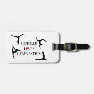 Étiquette À Bagage "VOTRE NOM" aime la gymnastique