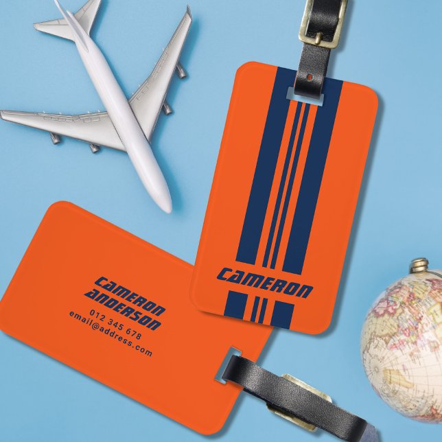 Étiquette À Bagage Votre nom Couleurs entièrement personnalisées Coul (Créateur téléchargé)