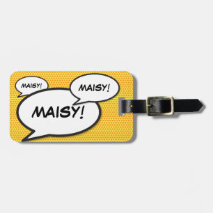 Étiquette À Bagage Votre nom Speech Bubble Fun Retro Comédie Livre