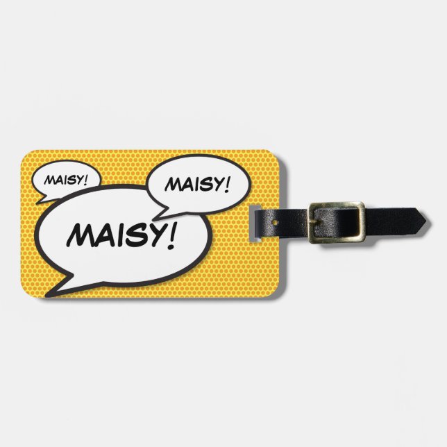 Étiquette À Bagage Votre nom Speech Bubble Fun Retro Comédie Livre (Devant horizontal)