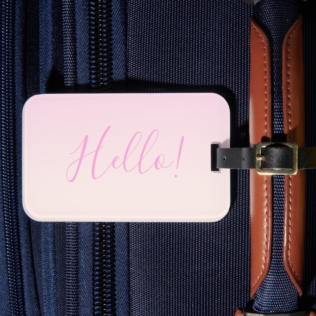 Étiquette À Bagage Votre texte | Élégant Script & Soft Blush Pink Omb (Insitu Rectoal 4)