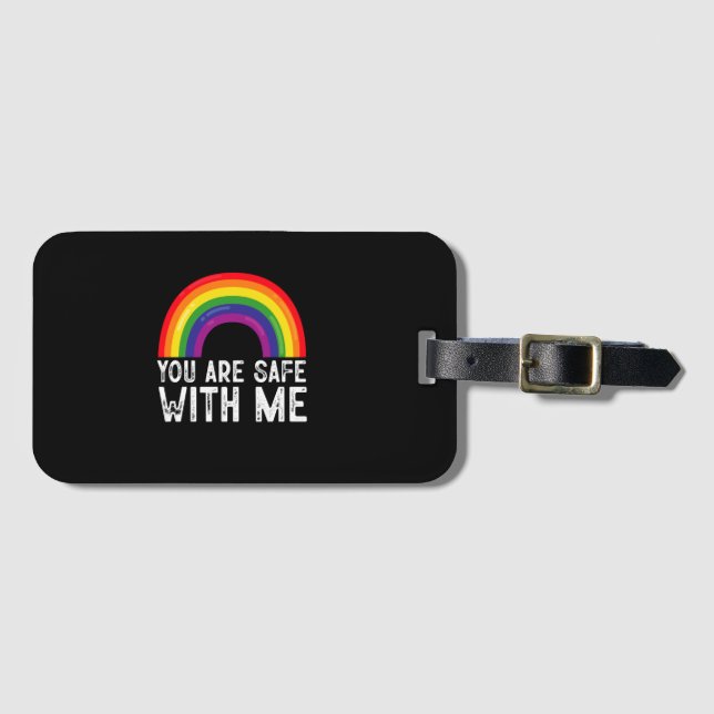 Étiquette À Bagage Vous Êtes En Sécurité Avec Moi Le Mois De La Fiert (Devant Horizontal)
