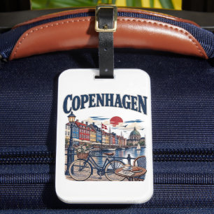 Étiquette À Bagage Voyage à Copenhague Danemark Port de Nyhavn