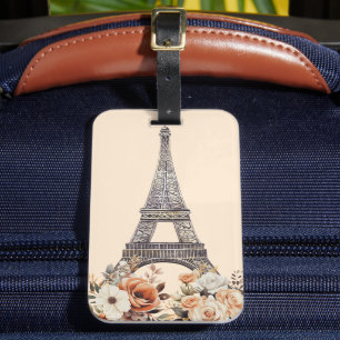 Étiquette À Bagage Voyage à Paris Tour Eiffel Belle Florale