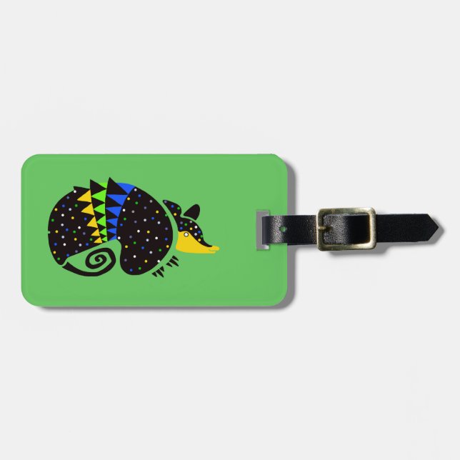 Étiquette À Bagage Voyage - Cool ARMADILLO - Nature - Vert (Devant horizontal)