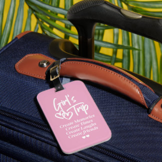 Étiquette À Bagage Voyage de filles Créer des souvenirs Rose