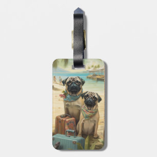 Étiquette À Bagage Voyage de vacances pour couple de Pug