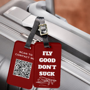 Étiquette À Bagage Voyage Drôle “Bien Volé Ne Suce Pas” et Avion